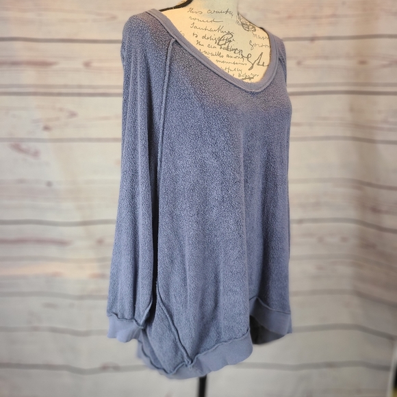Free People Take it Off Textured Pullover Sweater -M - Picture 5 of 7